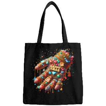 Discover Hand with HAPPY XMAS text Bags