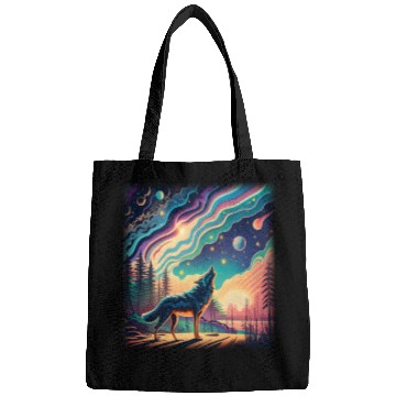 Discover Majestic Wolf Howling At The Eclipse Bags