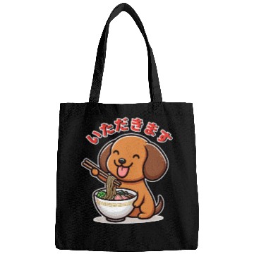 Discover Dachshund Eat Ramen Itadakimasu Bags