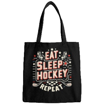 Discover Eat sleep hockey repeat Bags