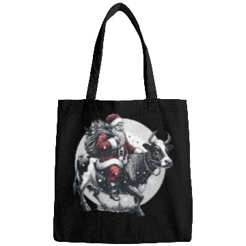 Discover Santa Claus on Cow for Christmas farm Bags