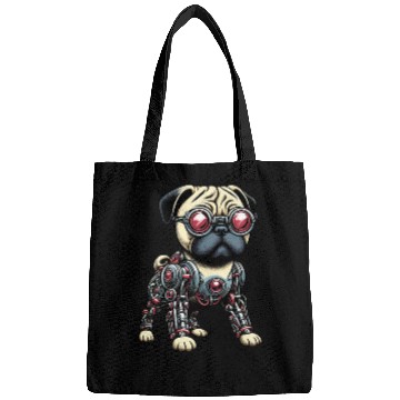 Discover Dog Pug Robot Cyborg Mechanical Bags