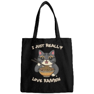 Discover I just really love ramen cat Bags