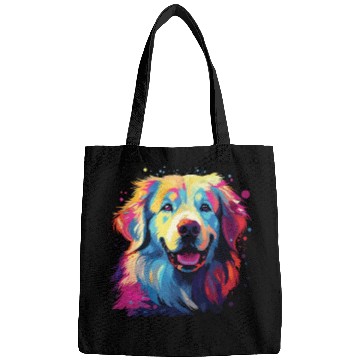 Discover Watercolor Colorful Great Pyrenees Bags