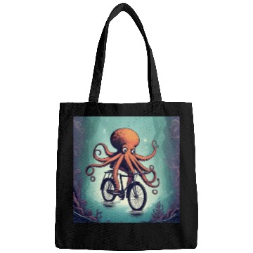 Discover A weird octopus riding a bicycle Bags