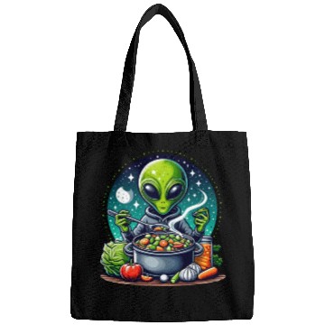 Discover Alien chef cooks vegetable soup Bags