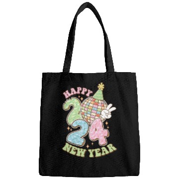 Discover Happy New Year 2024 disco ball party Bags