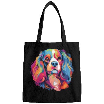 Discover Watercolor Colorful Cavalier King Charles Spaniel Bags