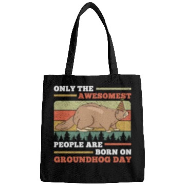 Discover Awesomest People Groundhog Day Retro Vintage Bags