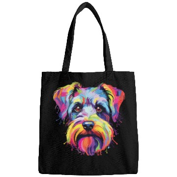 Discover Watercolor Colorful Miniature Schnauzer Bags