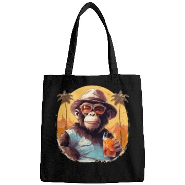 Discover Cool Monkey With Drink Funny Animals Chimpanzee Bags