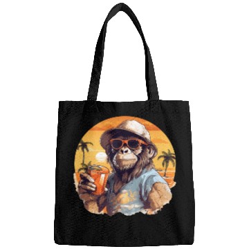 Discover Cool Monkey With Drink Funny Animals Chimpanzee Bags