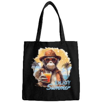 Discover Cool Monkey With Drink Funny Animals Chimpanzee Bags