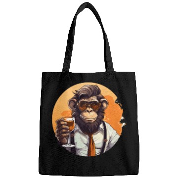 Discover Cool Monkey With Drink Funny Animals Chimpanzee Bags