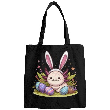 Discover Happy Easter with axolotl and bunny ears Bags