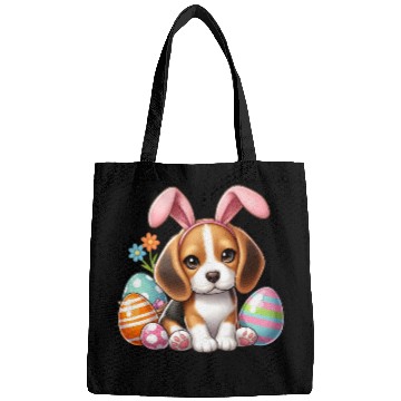 Discover Beagle with bunny ears and easter eggs Bags