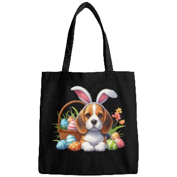 Discover Beagle with bunny ears and easter eggs Bags