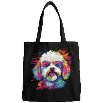 Discover Watercolor Colorful Bichon Frise Bags
