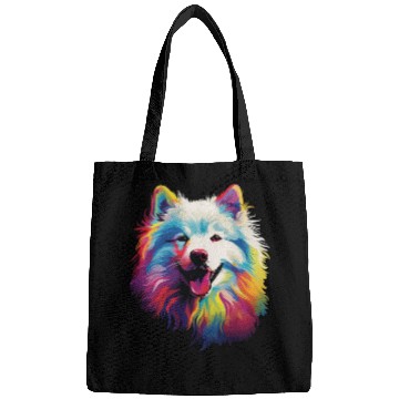 Discover Watercolor Colorful Samoyed Bags