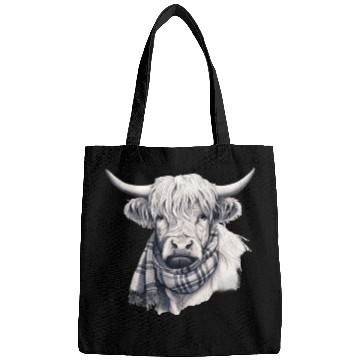 Discover Adorable Highland Cow Wearing a Scarf Bags