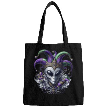 Discover Mardi Gras alien with a fool's hat Bags