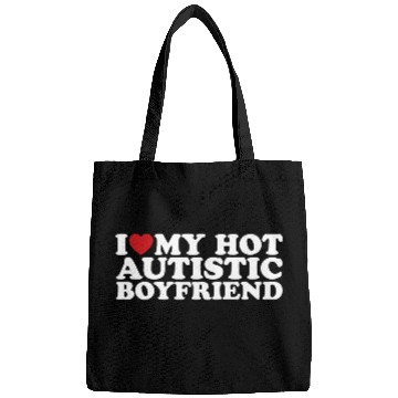 Discover I Love My Hot Autistic Boyfriend BF Autism Heart Bags