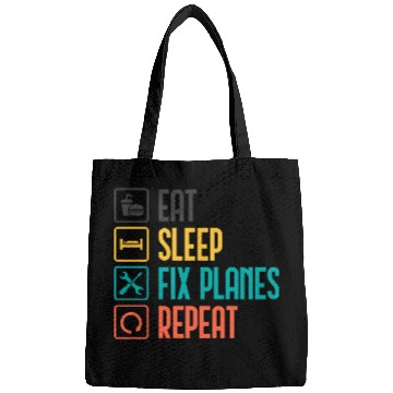 Discover Eat Sleep Fix Planes Repeat Aircraft Mechanic Bags
