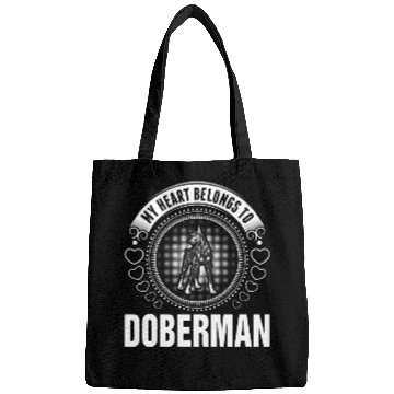 Discover My Heart Belongs To Doberman Dog Bags