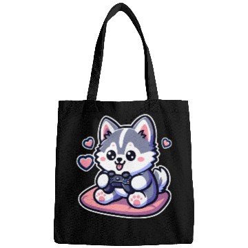 Discover Cute Husky Dog Sitting and Enjoy Play ConsoleGame Bags
