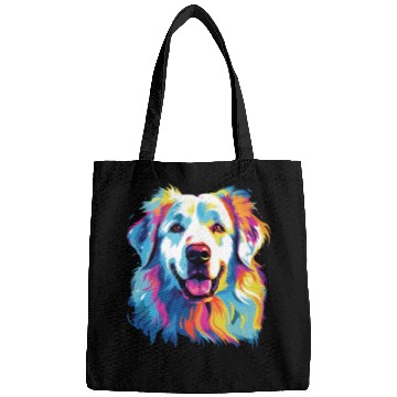 Discover Watercolor Colorful Great Pyrenees Bags