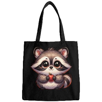 Discover Raccoon with Apple Illustration Bags