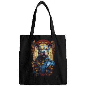 Discover Fantasy Majestic American Pitbull Dog Portrait Bags
