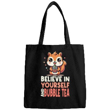 Discover Kawaii Squirrel Bubble Tea Believe In Yourself Bags