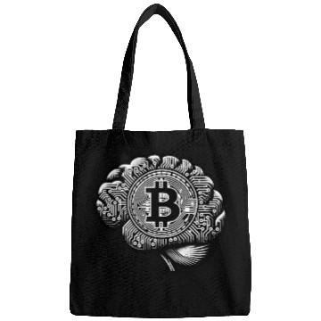 Discover Bitcoin symbol crypto coins brain mindset 2 Bags