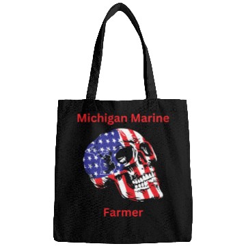 Discover MichiganMarineFarmer with patriotic skull Bags