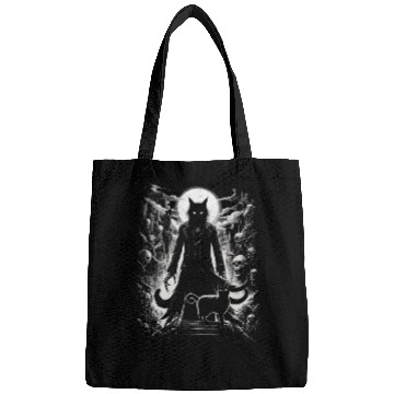 Discover scary horror black cat Bags