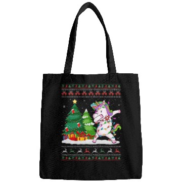 Discover Funny Dabbing Unicorn Lover Santa Hat Ugly Bags