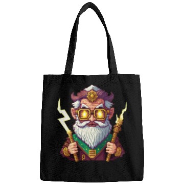 Discover Angry Zeus Pixel Art, Wearing Steampunk Glasses Bags