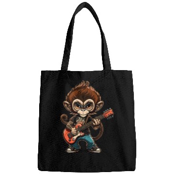 Discover Monkey Chimpanzee Playing Acousitc Rock Guitar Bags