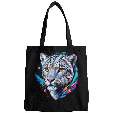 Discover Cosmic Snow Leopard - Ethereal Animal Portrait Bags
