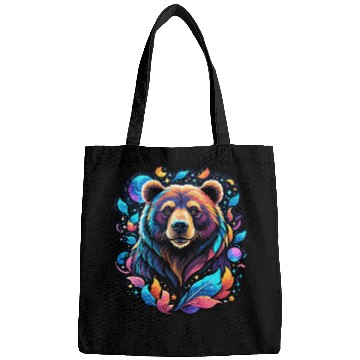 Discover Mystical Galaxy Bear - Celestial Wilderness Art Bags