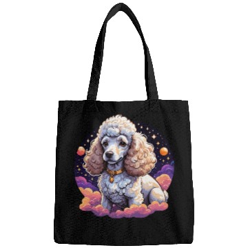 Discover Celestial Poodle in Space Illustration Bags