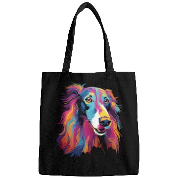 Discover Watercolor Colorful Russian Greyhound Bags