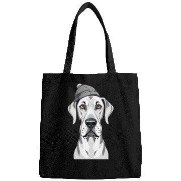 Discover Funny Great Dane with cap Bags