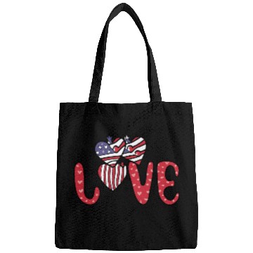 Discover Flag Patriotic Lover Red Hearts US American Bags