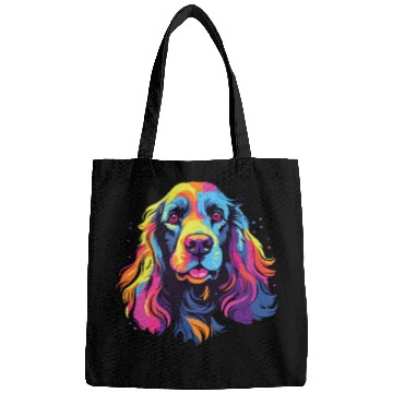 Discover Watercolor Colorful American Cocker Spaniel Bags