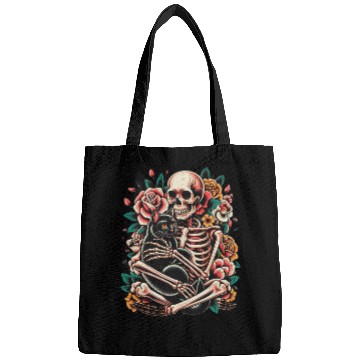 Discover Skeleton Black Cat Floral Old School Vintage Bags