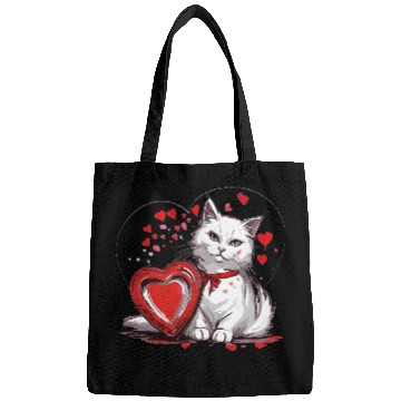Discover Valentines Day White Cat With Red Heart Box Bags