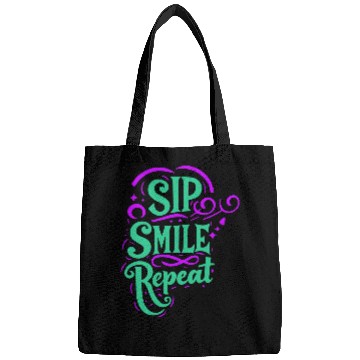 Discover typography Bags design Sip Smile Repeat