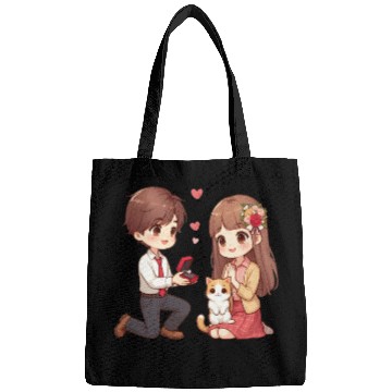Discover A Man proposing beautiful girl on Valentine s day Bags